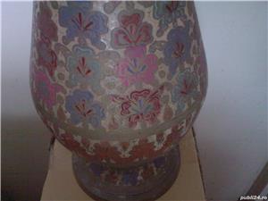 Vaza mare alama bronz 60 cm gravata cu flori rosu, roz, albastru, bleu - imagine 4