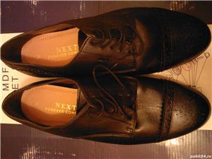 Pantofi noi piele Next Anglia, nr. 37, 38 si 41 Forever Comfort toc jos, negri cu sireturi