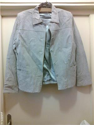 Haina dama jacheta piele intoarsa, gri argintiu pearl, nr. 40 - imagine 2