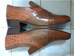 Pantofi barbati noi piele naturala maro tip sarpe PSL Anglia, nr. 42 - imagine 2
