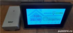 Statie meteo controlata radio cu senzor exterior-interior,afisaj tactil colorat,higrometru, Nou ! - imagine 2