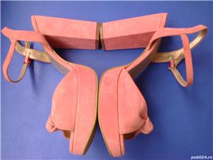 Pantofi dama noi roz Grazia din Anglia, piele intoarsa nr. 41 toc 12,5 cm - imagine 2