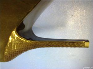 Pantofi dama noi Next Anglia piele intoarsa negri cu platforma toc imitatie sarpe nr. 41 toc 12,5 cm - imagine 5