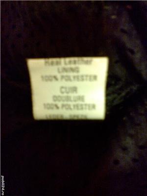 Geaca vintage motocicleta, piele naturala neagra, alb si albastra: Akito Daytona Racing pt. motor - imagine 8