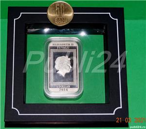 Moneda Silver 1OZ Ag pur 99.9 EDITIE comemorativa 100 ani Sir Charlie CHAPLIN cutie+vitrina+latex+cf - imagine 9