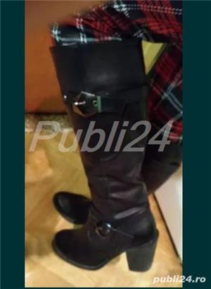 Cizme inalte cu toc comod , foarte frumoase, negre, mas. 40-41 - imagine 8