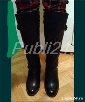 Cizme inalte cu toc comod , foarte frumoase, negre, mas. 40-41 - imagine 3