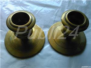 Pereche mini sfesnice vintage din alama, bronz Anglia