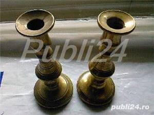 Pereche mini sfesnice din alama vintage, Anglia - imagine 2