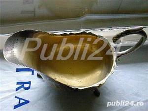 Sosiera din alpaca argintata cu 3 picioare, vintage Anglia - imagine 2