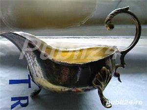 Sosiera din alpaca argintata cu 3 picioare, vintage Anglia