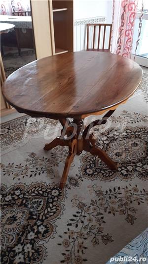 Vand masa veche, 100 de ani, din lemn masiv de nuc si cires, sculptata si lucrata manual, restaurata - imagine 4