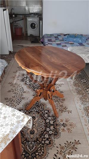 Vand masa veche, 100 de ani, din lemn masiv de nuc si cires, sculptata si lucrata manual, restaurata - imagine 5