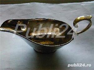 Sosiera din alpaca argintata cu 3 picioare, vintage Anglia - imagine 6