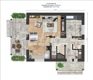 Vand proiect complet pentru o casa unifamiliala Parter + Mansarda, pret 1.299 Euro !