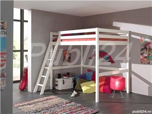 Pat etajat lemn copii 140x200 pin alb NOU - Pino Mezzanine II - imagine 7