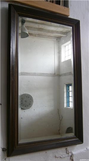 Oglinda veche din cristal cu rama de lemn - imagine 2