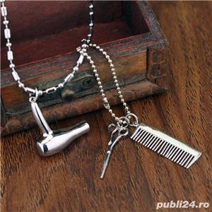 Lantisor Pandantiv Frizer Hairstylist Hairdresser Barber Feon Foarfeca Pieptan - imagine 3