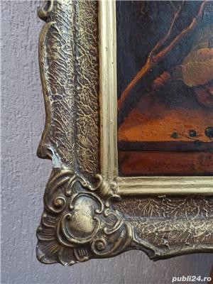 Tablou in ulei pe pânză, natură statică, reproducere Walscapelle, semnat, înrămat - imagine 6