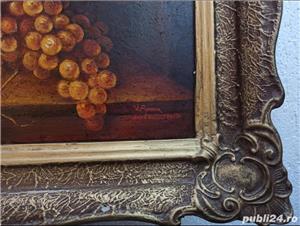 Tablou in ulei pe pânză, natură statică, reproducere Walscapelle, semnat, înrămat - imagine 3