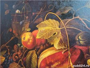 Tablou in ulei pe pânză, natură statică, reproducere Walscapelle, semnat, înrămat - imagine 4