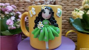 Cadou pentru fetite, sotie iubita cana papusa handmade
