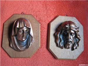 sculptura profil bronz pe lemn,decoratiune religioasa de colectie cadou inedit - imagine 2