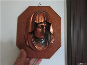 sculptura profil bronz pe lemn,decoratiune religioasa de colectie cadou inedit - imagine 5