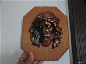 sculptura profil bronz pe lemn,decoratiune religioasa de colectie cadou inedit - imagine 4