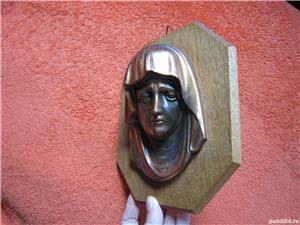 sculptura profil bronz pe lemn,decoratiune religioasa de colectie cadou inedit - imagine 7