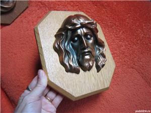 sculptura profil bronz pe lemn,decoratiune religioasa de colectie cadou inedit - imagine 6