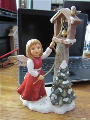 cadou rar Inger vintage portelan fin Goebel, Hummel Jingle Bell Angel  - imagine 5
