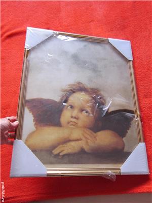 cadou rar Inger de Rafael din Madonna Sixtină tablou rama lemn,sigilat - imagine 3