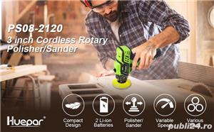 Masină de polișat auto Huepar PS08 cu acumulatori 12V, cu viteză de până la 2800 RPM la lustruit și  - imagine 5