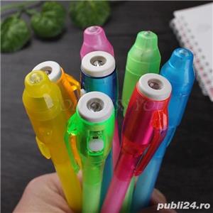 SET 5 bucati: PIX cu cerneala pasta invizibila cu lumina LAMPA UV