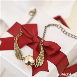 BRATARA Harry Potter Golden Snitch Deathly Hallows Hotoaica AURIE   ARGINTIE - imagine 5
