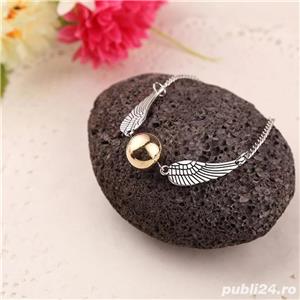 BRATARA Harry Potter Golden Snitch Deathly Hallows Hotoaica AURIE   ARGINTIE - imagine 3