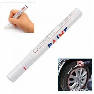 MARKER alb pentru ANVELOPE cauciucuri CU VOPSEA ALBA scris permanent