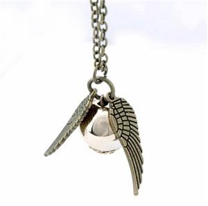 Pandantiv Lantisor Harry Potter Quidditch Golden Snitch Angel Wing Pocket - imagine 4
