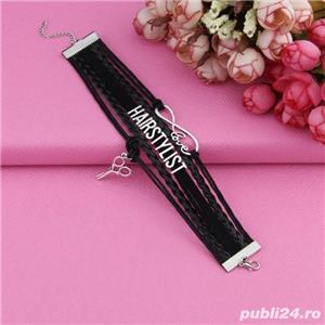 Bratara Hairstylist din Piele-Neagra Accesorii Frizer Frizerie Coafor Barber - imagine 5