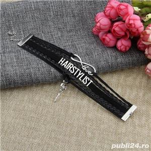 Bratara Hairstylist din Piele-Neagra Accesorii Frizer Frizerie Coafor Barber - imagine 3
