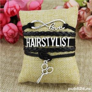 Bratara Hairstylist din Piele-Neagra Accesorii Frizer Frizerie Coafor Barber - imagine 6
