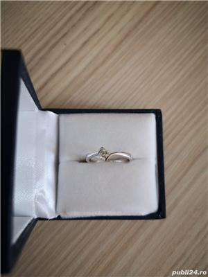 Inel aur alb cu diamant - imagine 3