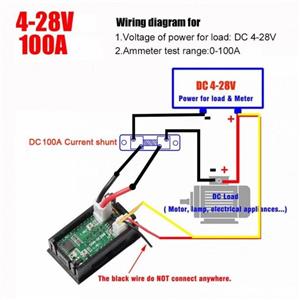 VOLTMETRU si AMPERMETRU auto 0-100V 0-50A 0-100A 100 V 50 A 100 A cu SUNT schema digital ELECTRONIC  - imagine 3