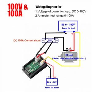 VOLTMETRU si AMPERMETRU auto 0-100V 0-50A 0-100A 100 V 50 A 100 A cu SUNT schema digital ELECTRONIC  - imagine 4