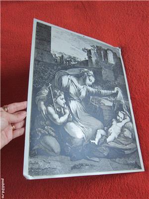 cadou rar Fecioara Maria cu Pruncul Iisus si Ioan Botezatorul copil serigrafie metal veche - imagine 2