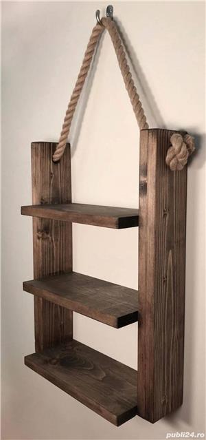 Cuiere, rafturi, lustre, veioze și mese rustice din lemn Rustic - imagine 7