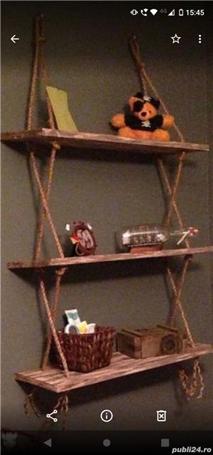 Cuiere, rafturi, lustre, veioze și mese rustice din lemn Rustic - imagine 8