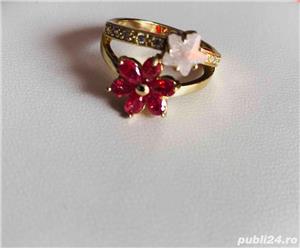 Inel din aliaj de zinc, placat cu aur galben 14K - imagine 2