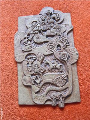 cadou rar placa ceramica semnata Wegerer arta de colectie Buchtal Germania'60 - imagine 2